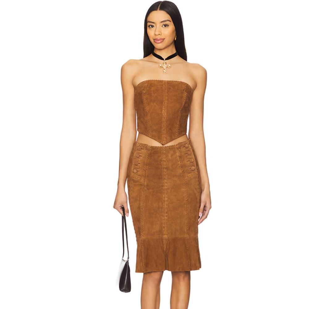 Understated Leather Handkerchief Skirt, XS $338